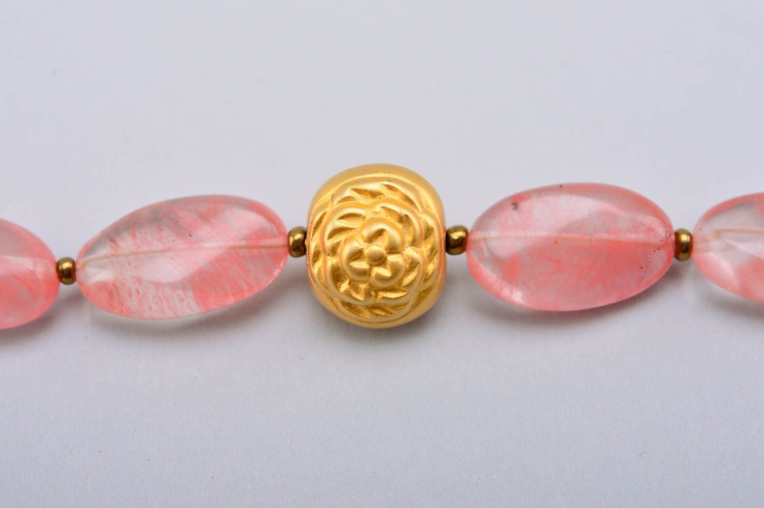 Collier avec pierres quartz rose Bijou fait main design Accessoire femme photo 3