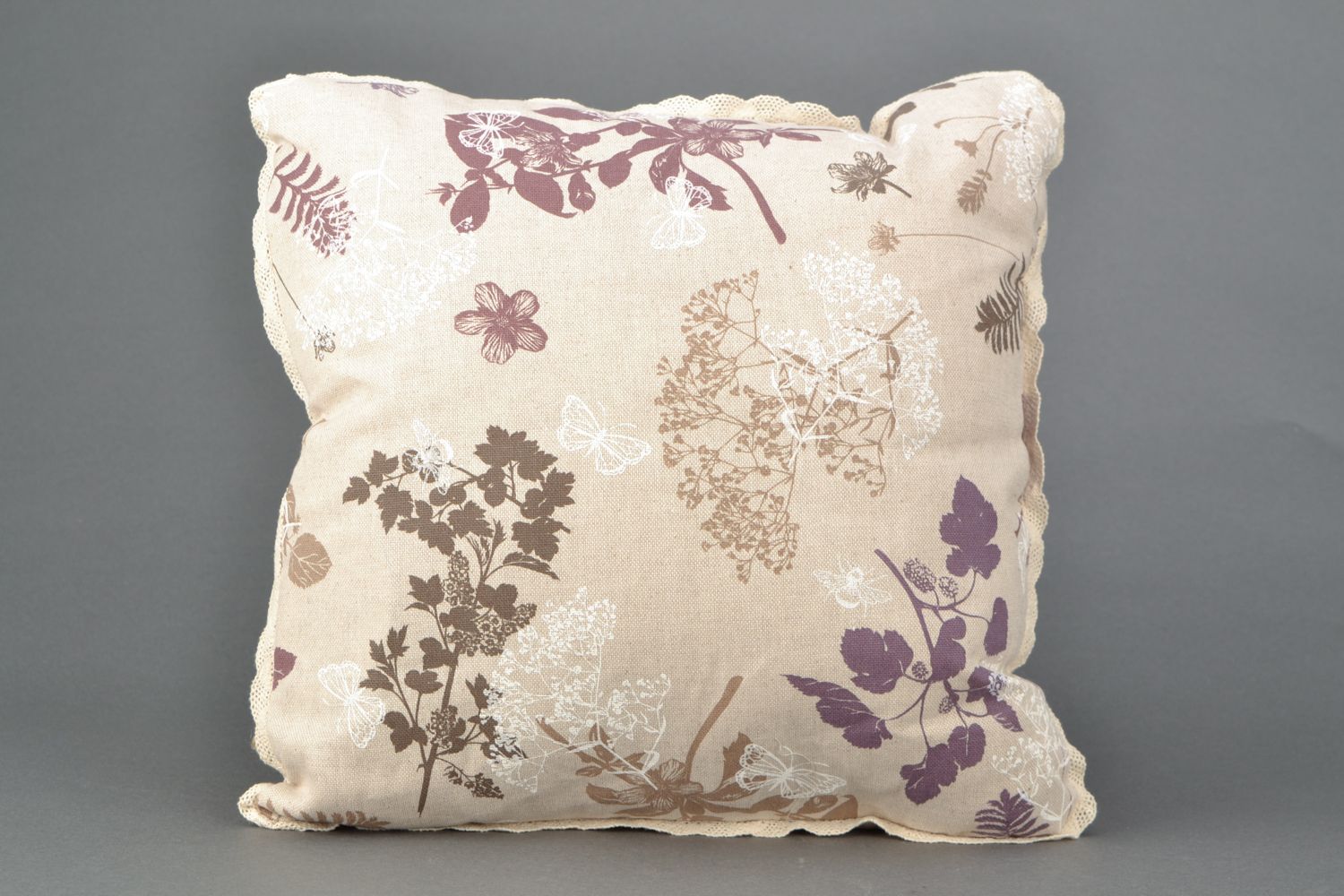 Coussin de canapé en tissu de coton et polyamide avec motifs floraux fait main photo 1