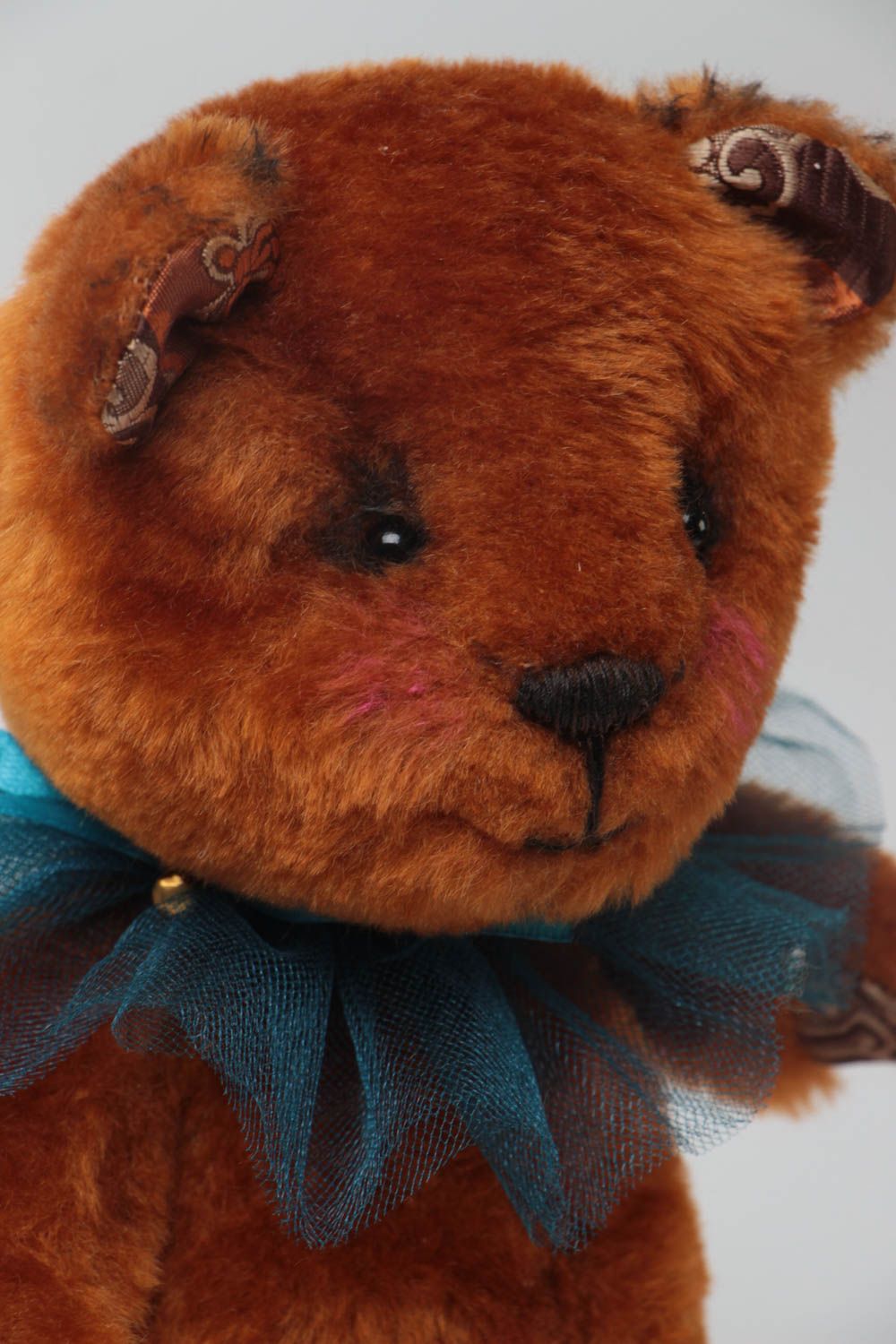 Мягкая игрушка медведик из искусственного меха ручной работы авторский красивый фото 3
