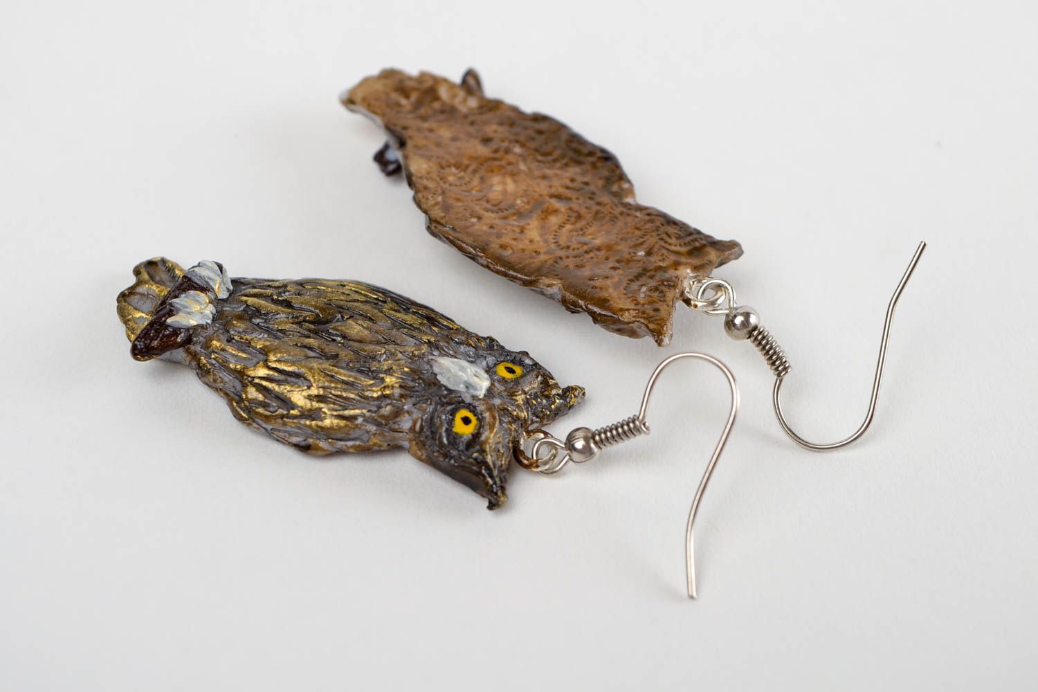 Украшение ручной работы модные серьги совы красивые серьги из полимерной глины фото 4