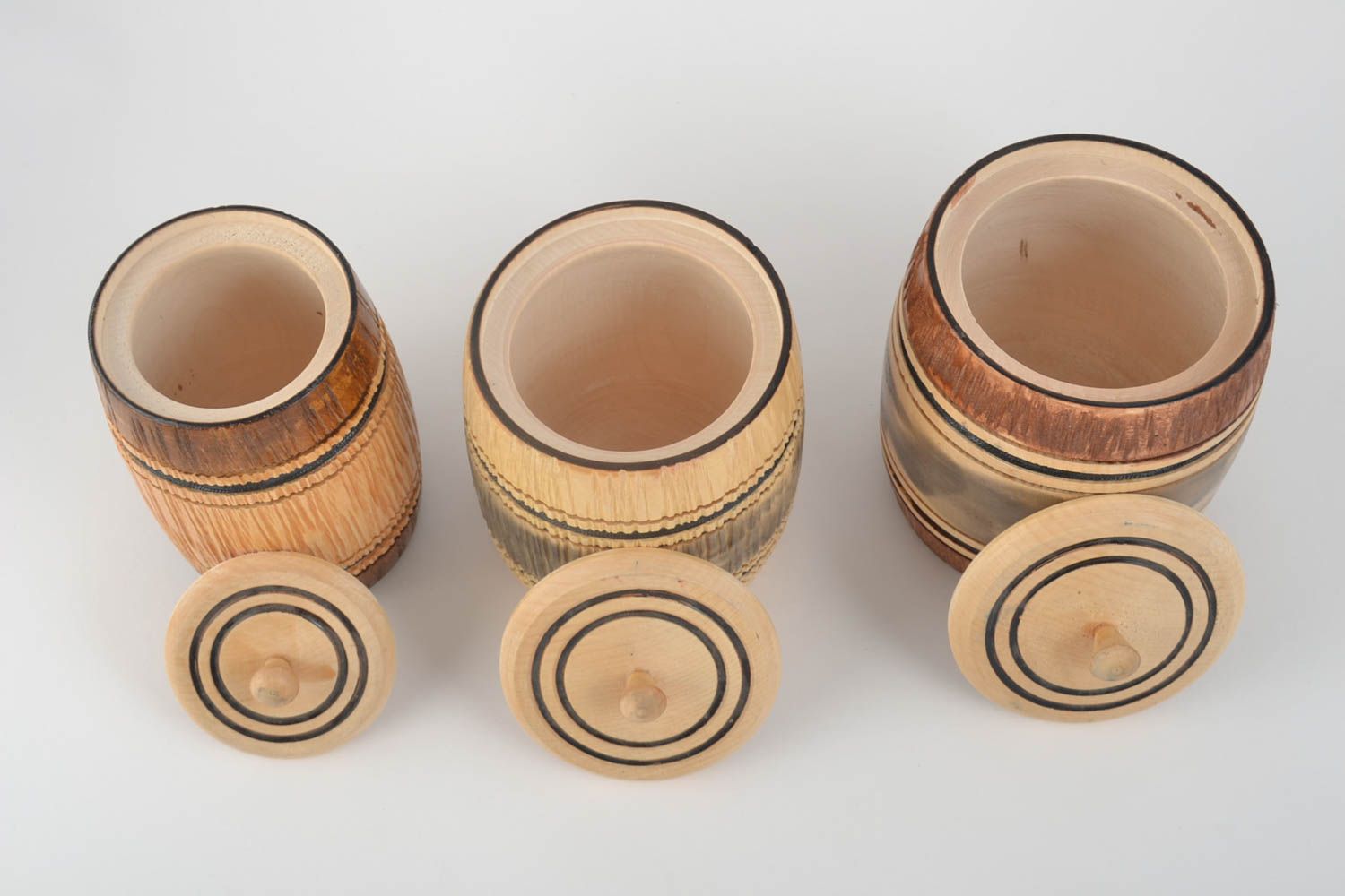 Handmade wooden pot honey pot design kitchen supplies 3 pieces 500 ml 700 ml 1 l photo 2