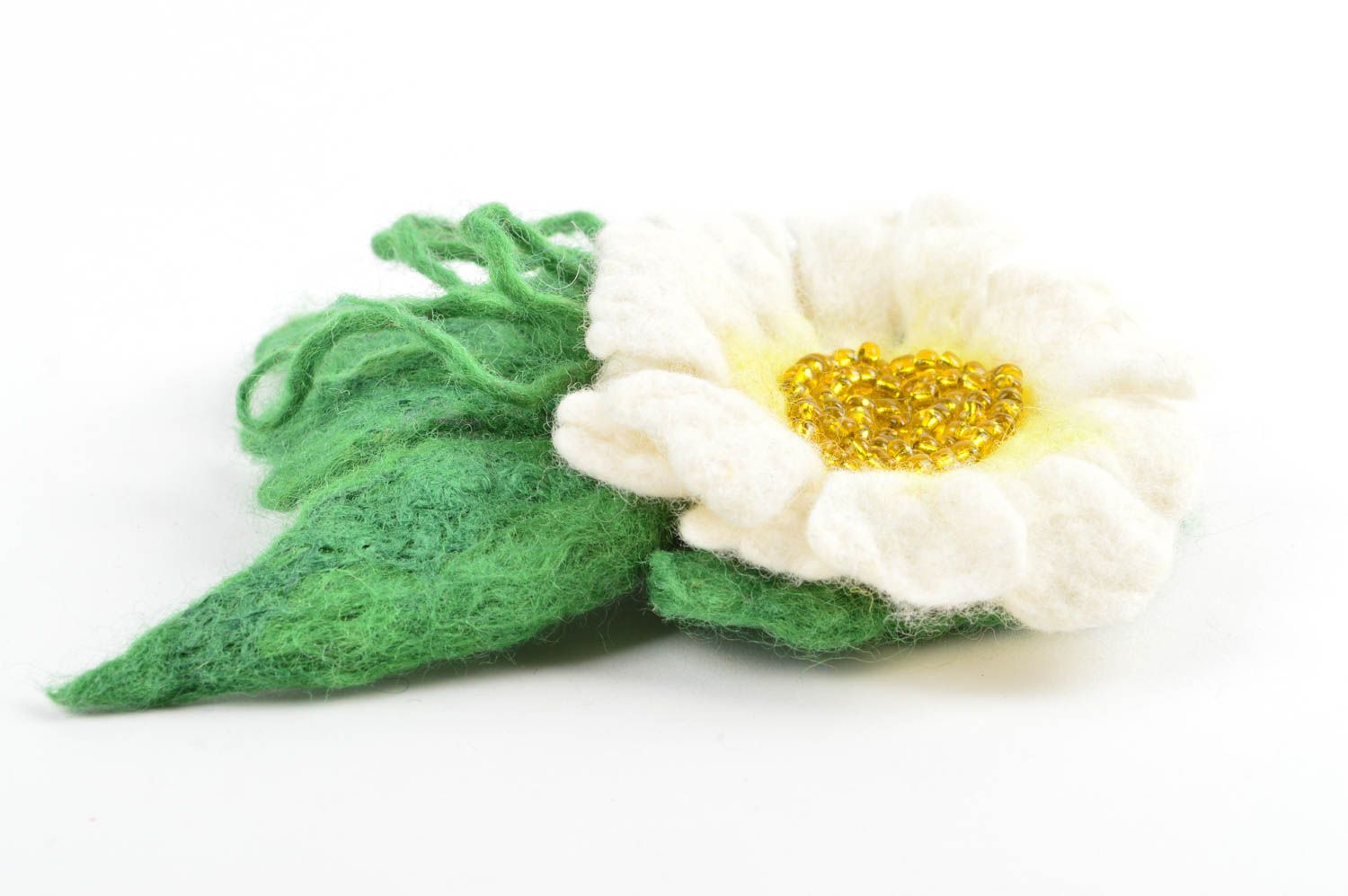 Broche hecho a mano manzanilla de lana accesorio de moda regalo original foto 2