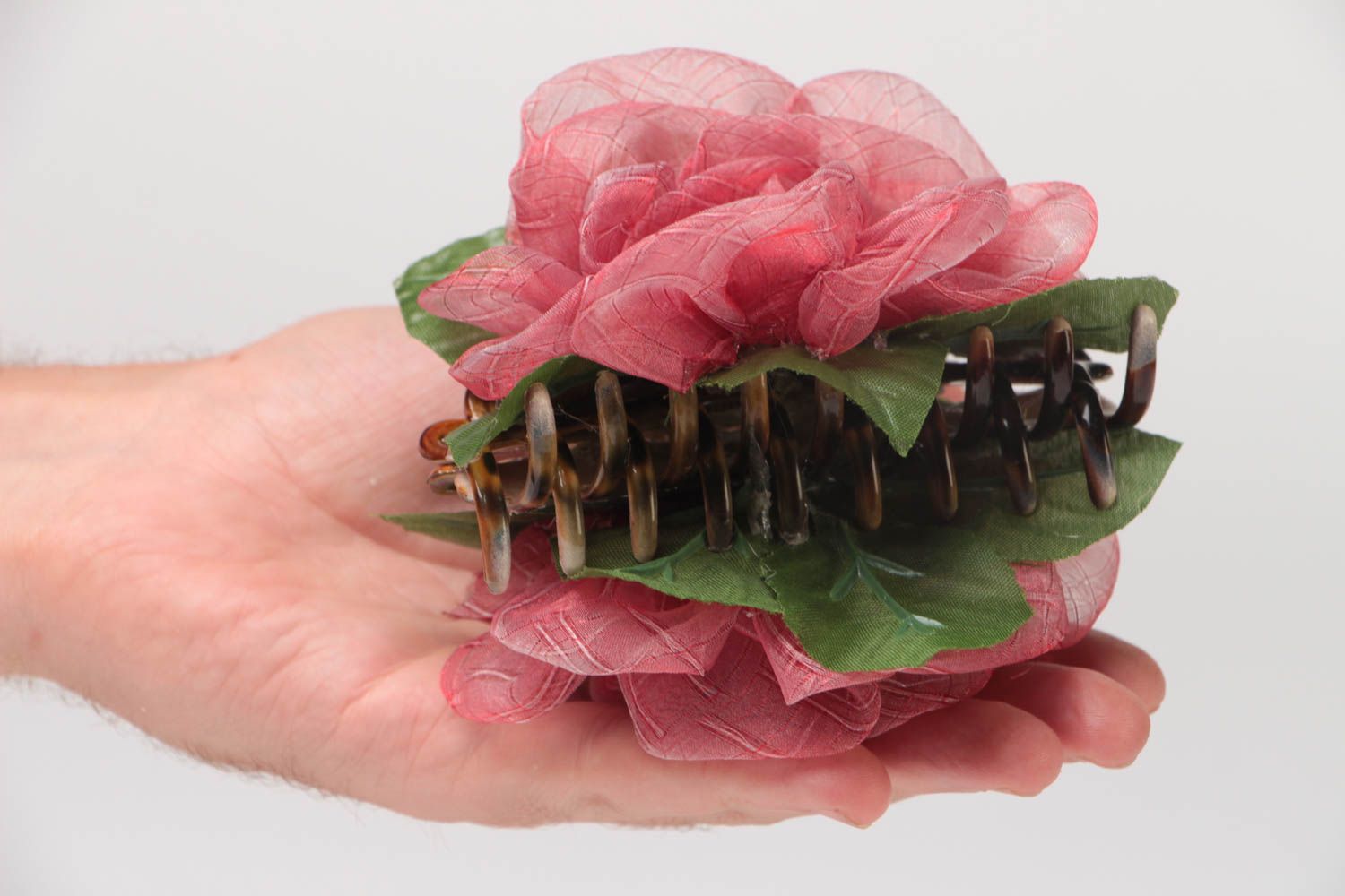 Unusual beautiful textile flower hair clip hand made designer photo 5