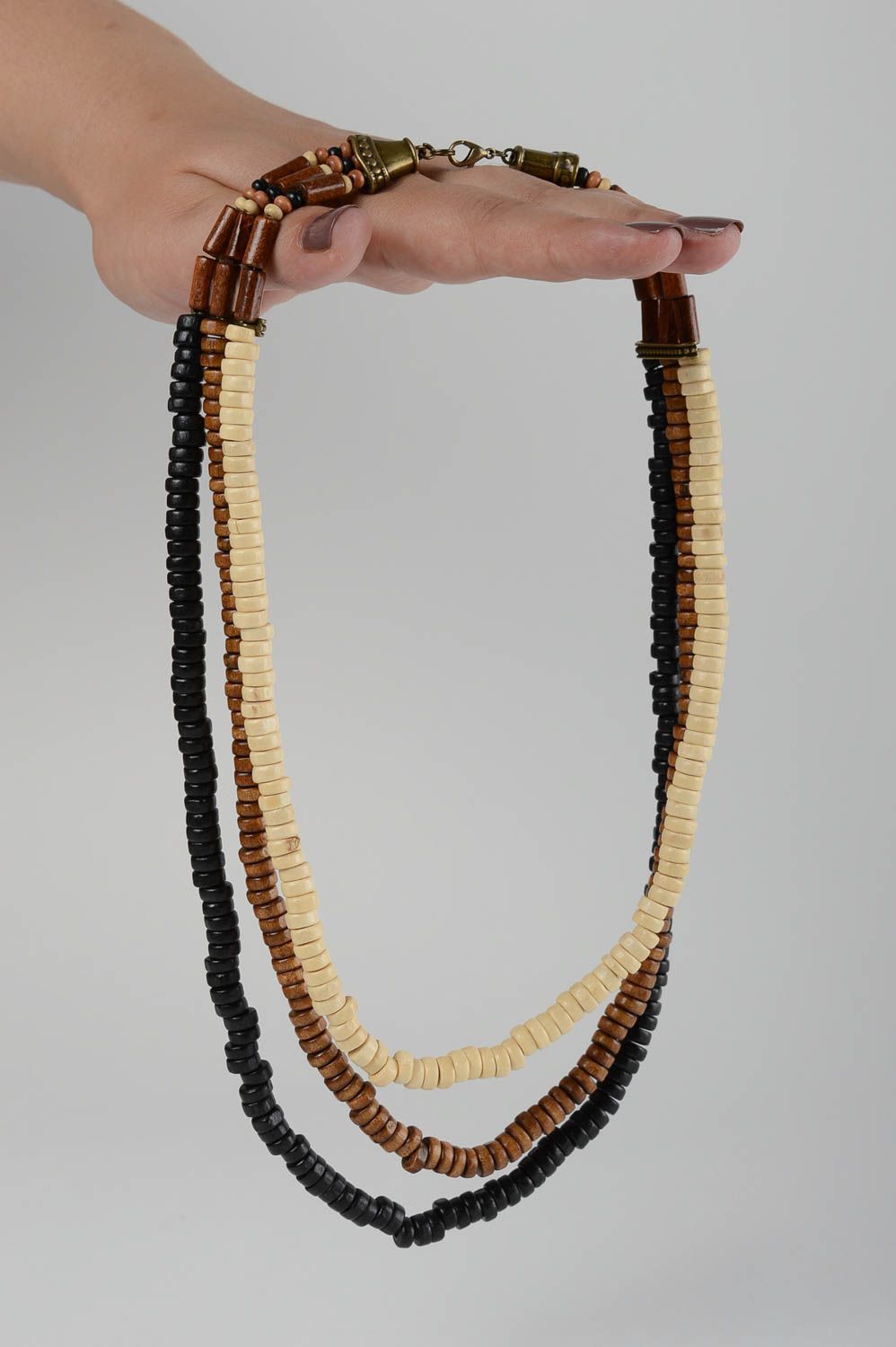 Handmade multirow necklace stylish wooden necklace cute elegant accessory photo 5