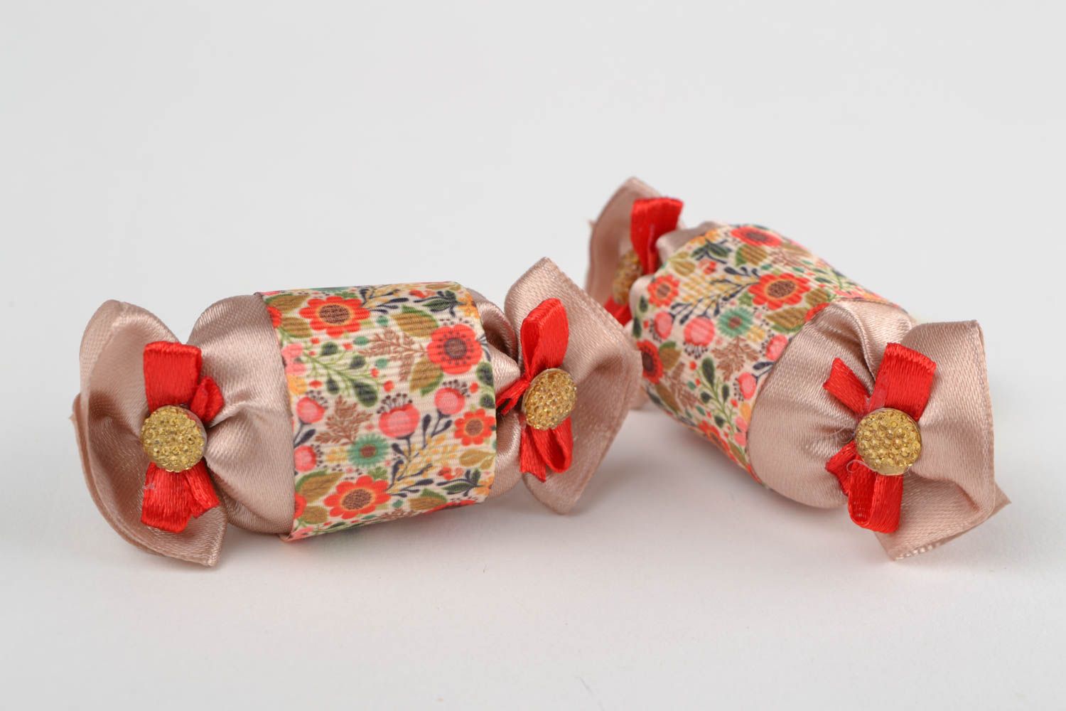 Festive handmade designer children's ribbon hair ties set 2 pieces photo 5