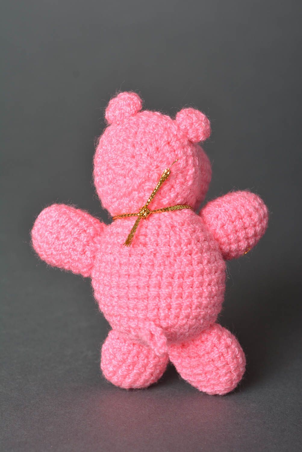 Peluche hippopotame rose Jouet fait main tricoté au crochet Cadeau enfant photo 3
