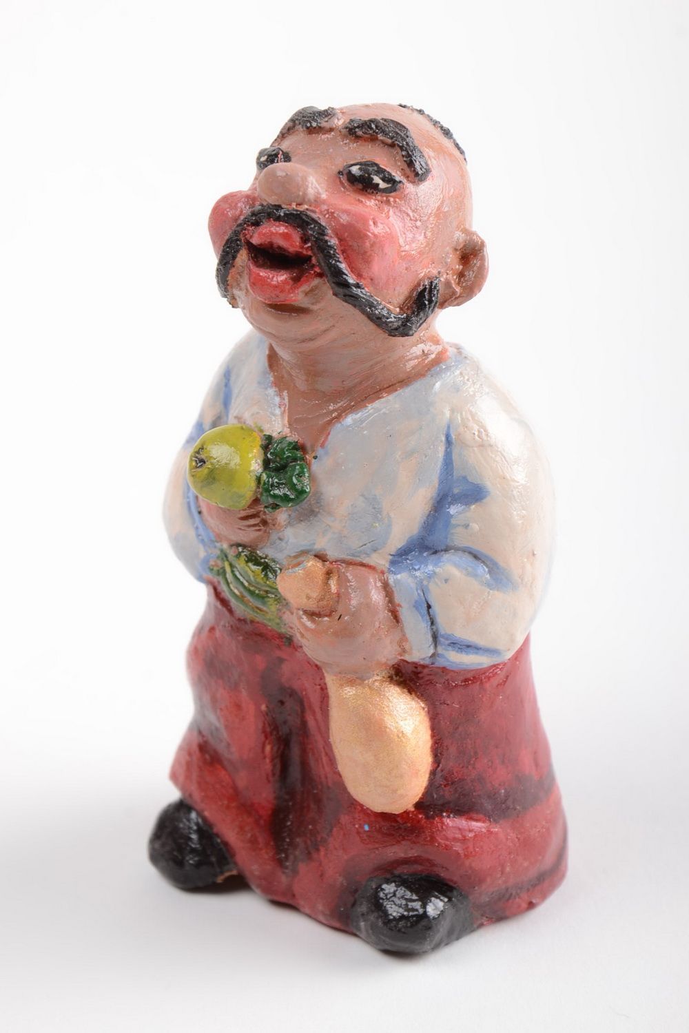 Künstlerische Keramik Deko Statuette aus Ton handgeschaffen schön grell Kosak foto 2