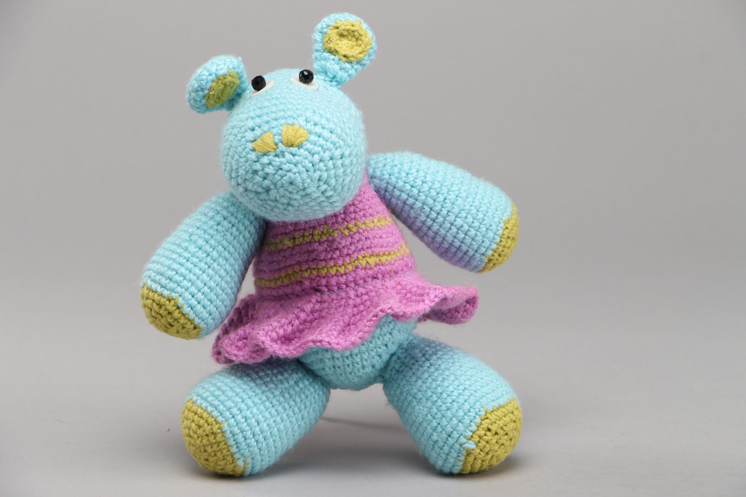 Jouet mou tricoté au crochet fait main Hippopotame photo 1