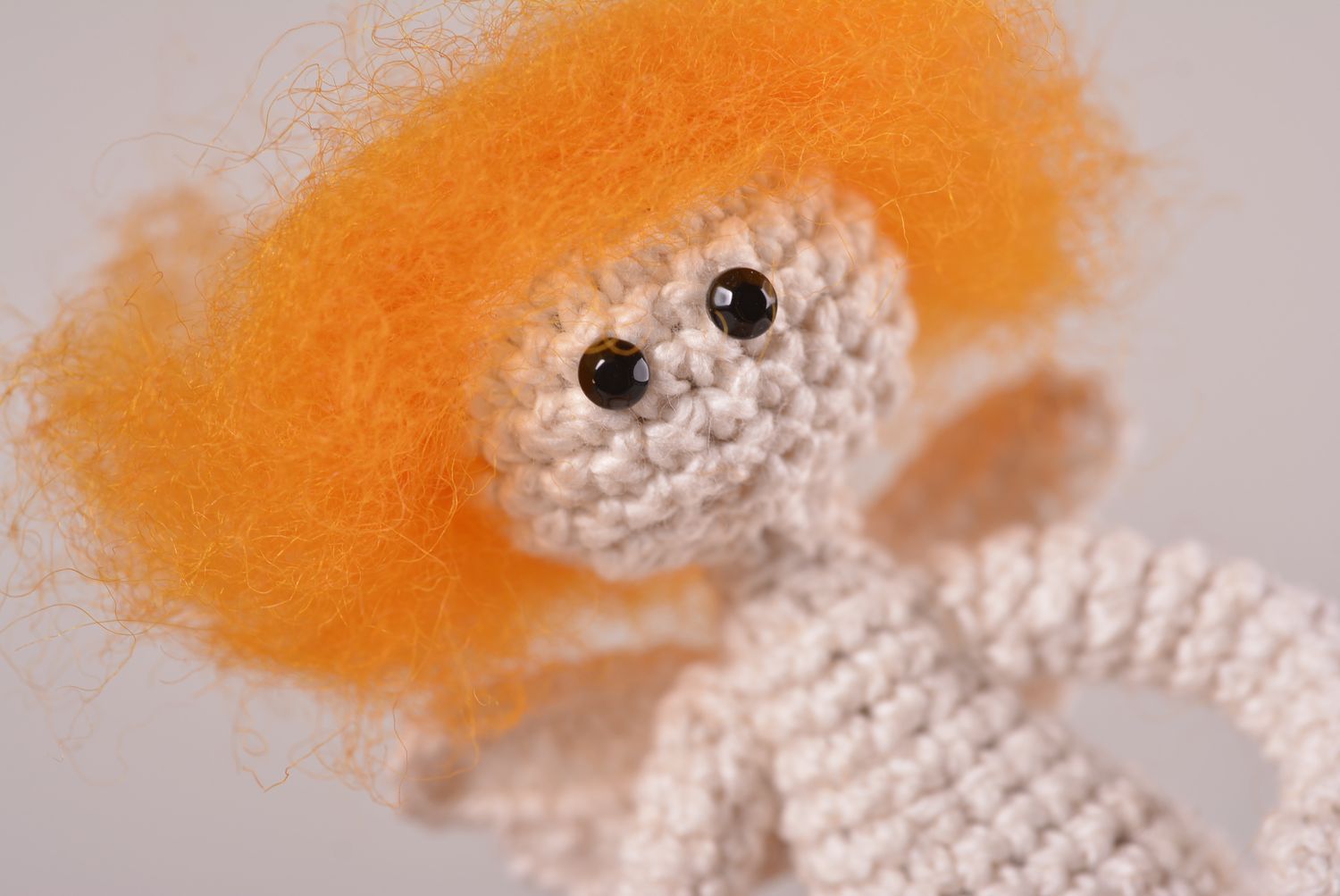 Кукла ручной работы мягкая игрушка кукла крючком рыжий ангел детская маленькая фото 3