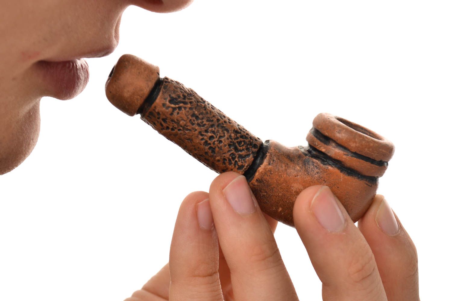 Handmade smoking device clay smoking tube tobacco pipe gift for man ceramic pipe photo 1