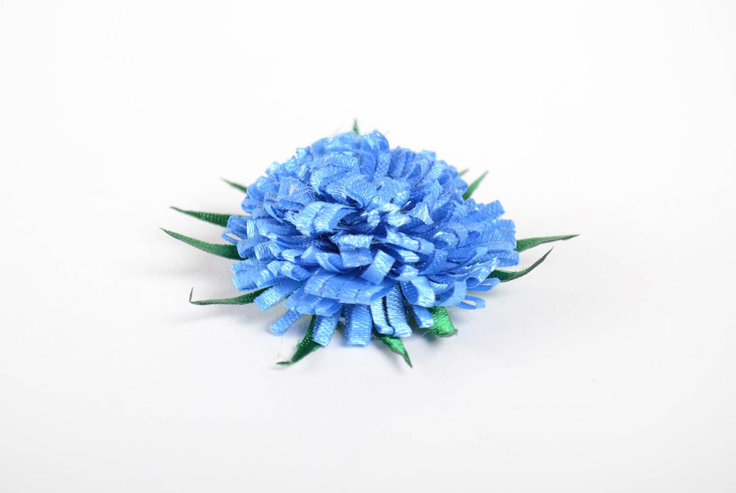 Голубая заколка для волос в виде цветка ручной работы аксессуар для причесок фото 4