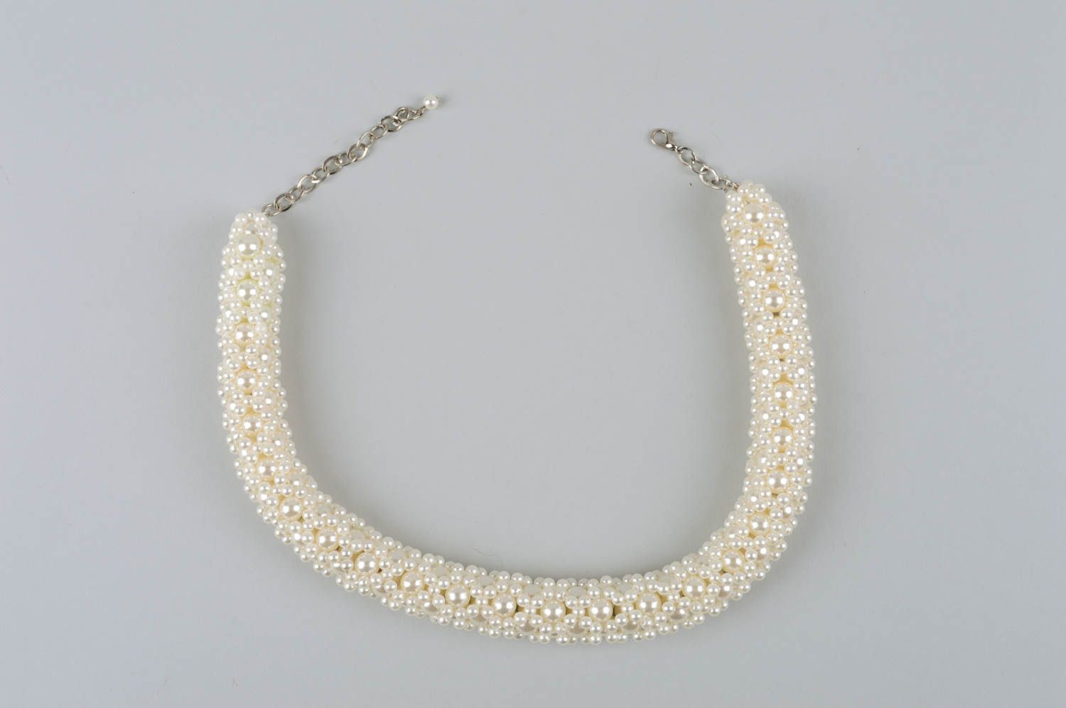 Collar de perlas de color blanco bisutería artesanal regalo original para mujer foto 4