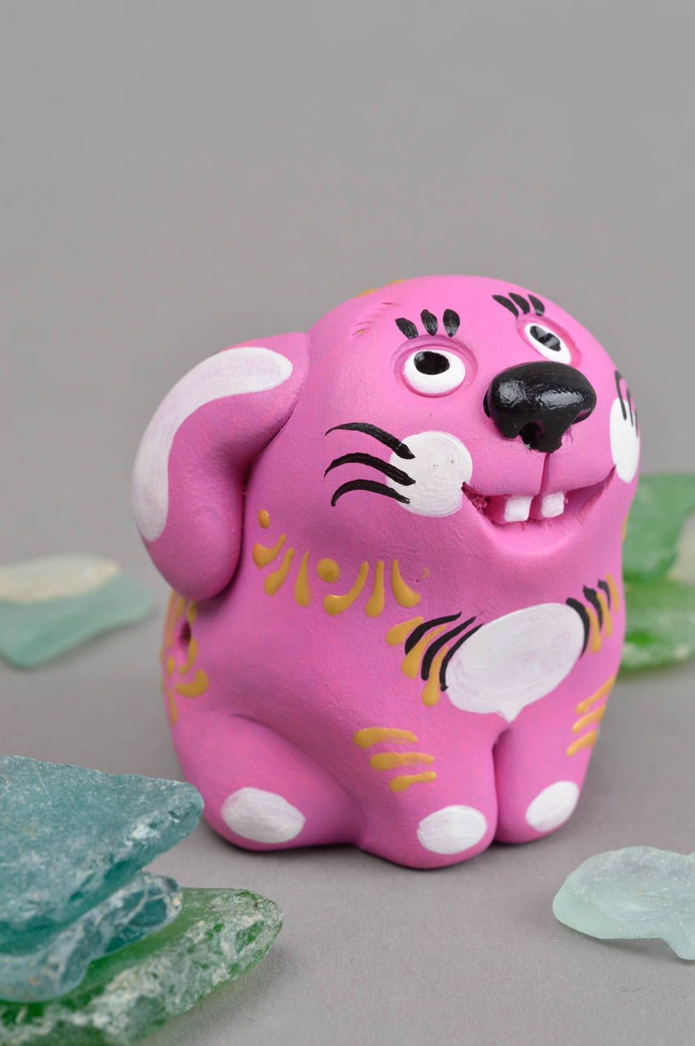 Clay whistle handmade ceramic statuette present for children clay animal whistle photo 1