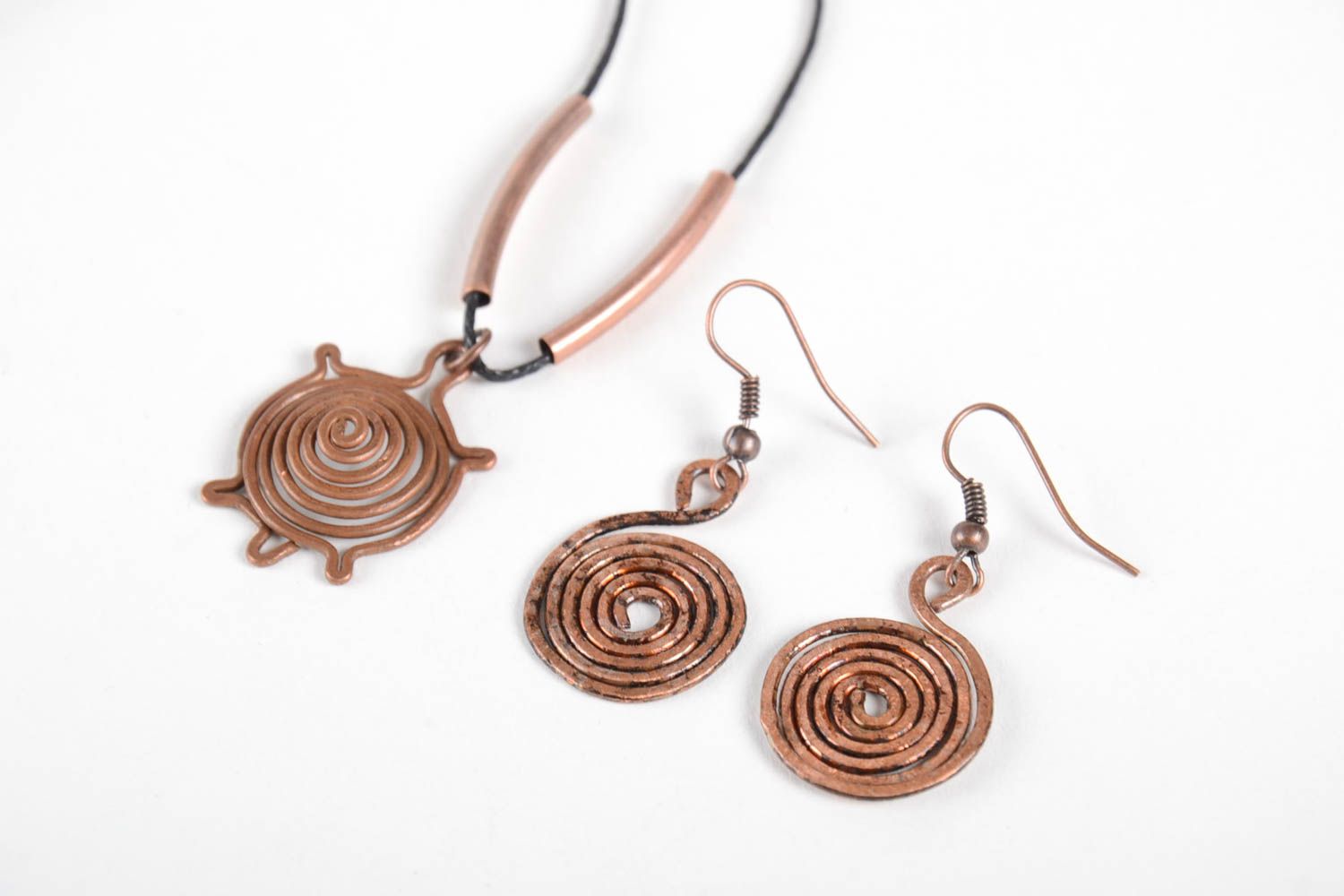 Handmade copper jewelry wire wrap earrings copper pendant copper jewelry photo 4