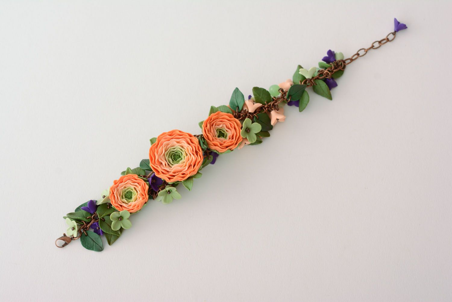 Handgemachtes Armband aus Ton Blumen foto 3
