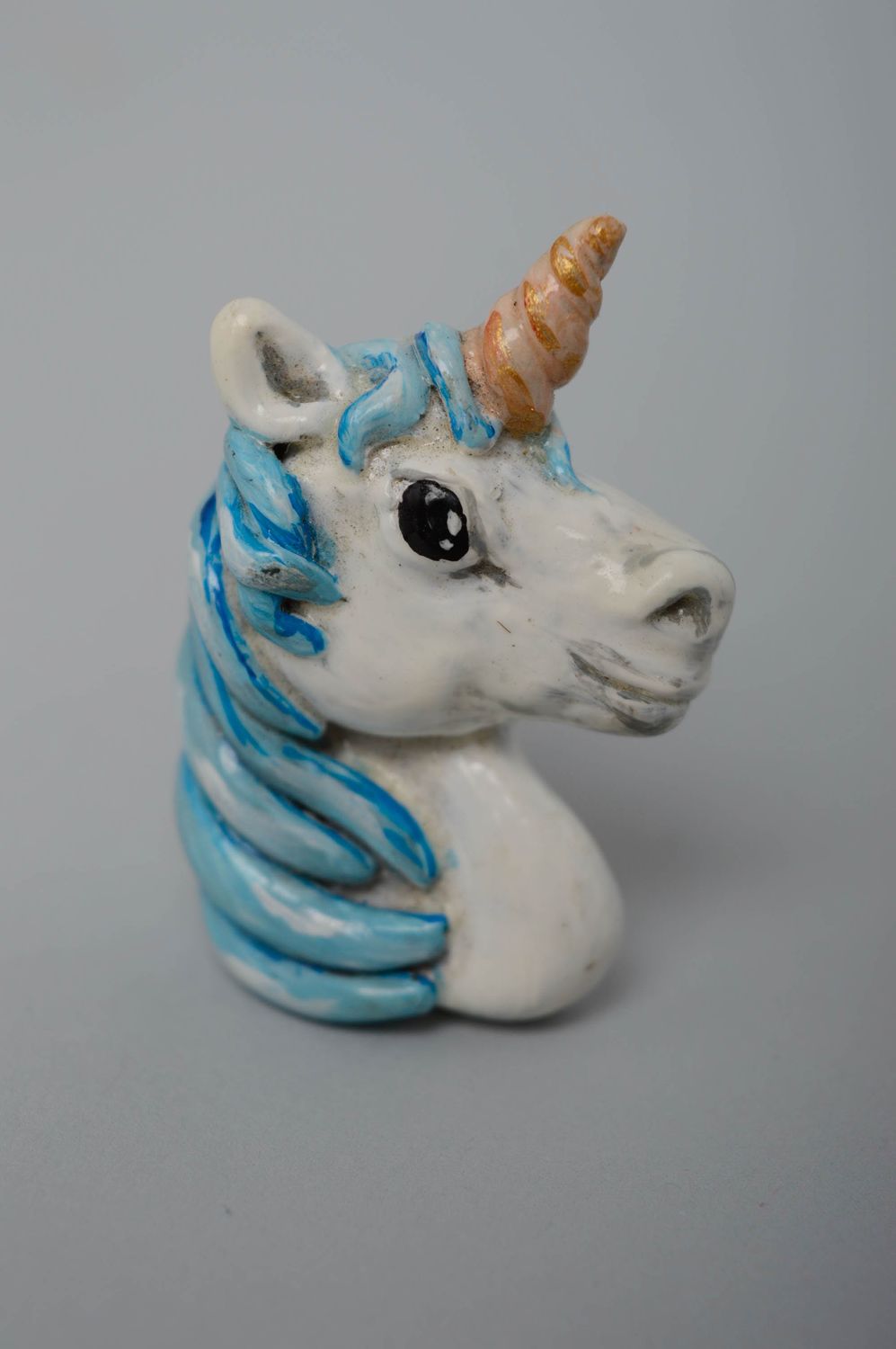 Handmade polymer clay brooch Unicorn photo 1