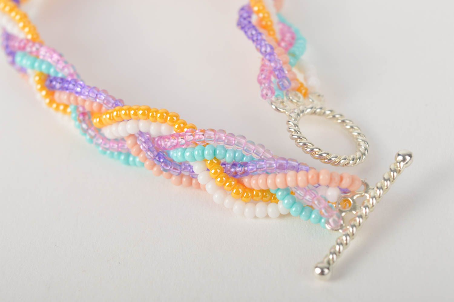 Bracelet perles rocaille Bijou fait main tressé multicolore Accessoire femme photo 5