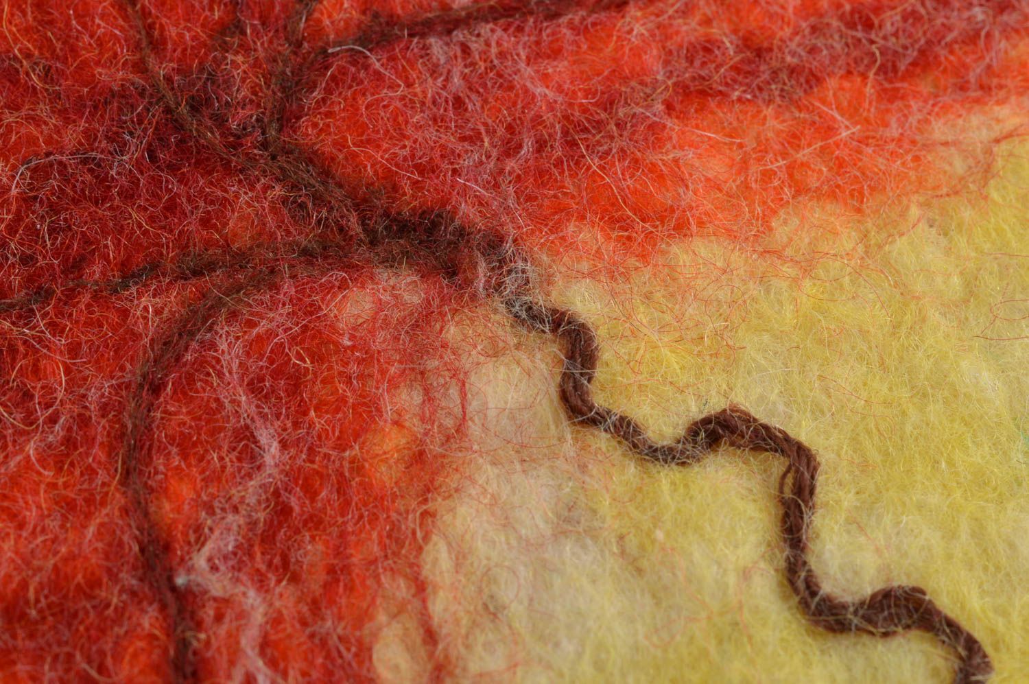 Панно в бамбуковой раме текстильное в технике валяния желтое необычное хэнд мейд фото 3