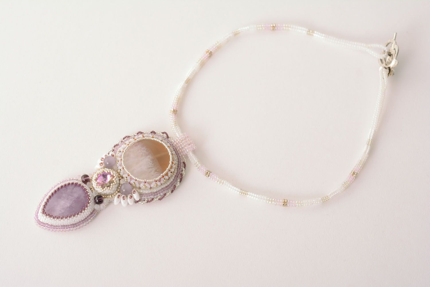 Glasperlen Halskette mit Amethyst foto 2