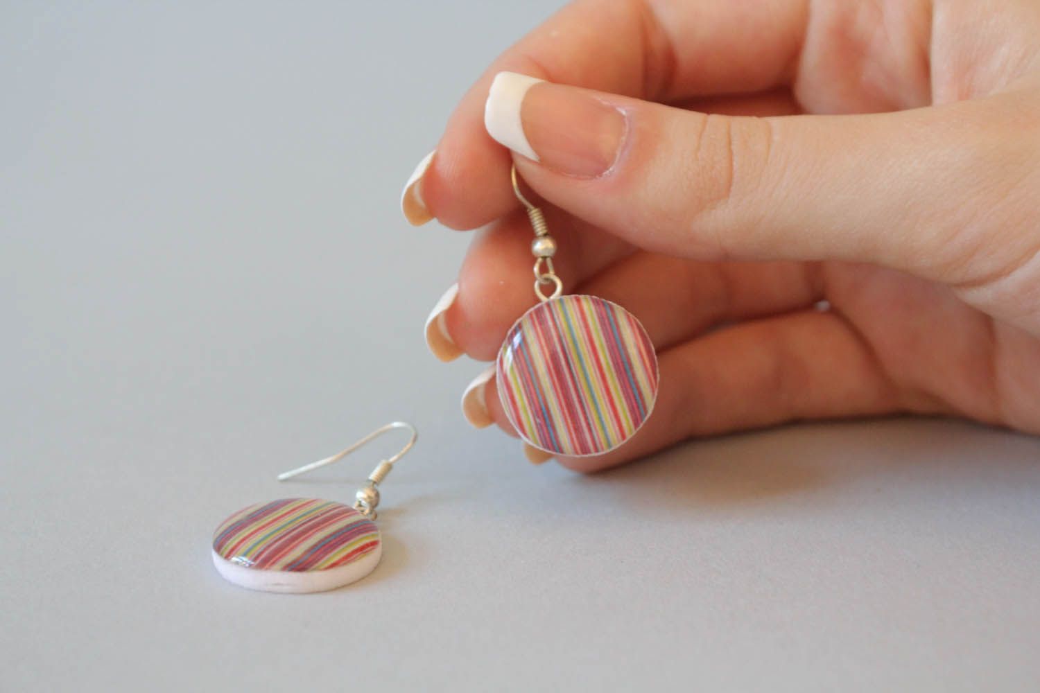 Polymer clay and epoxy resin earrings  photo 5