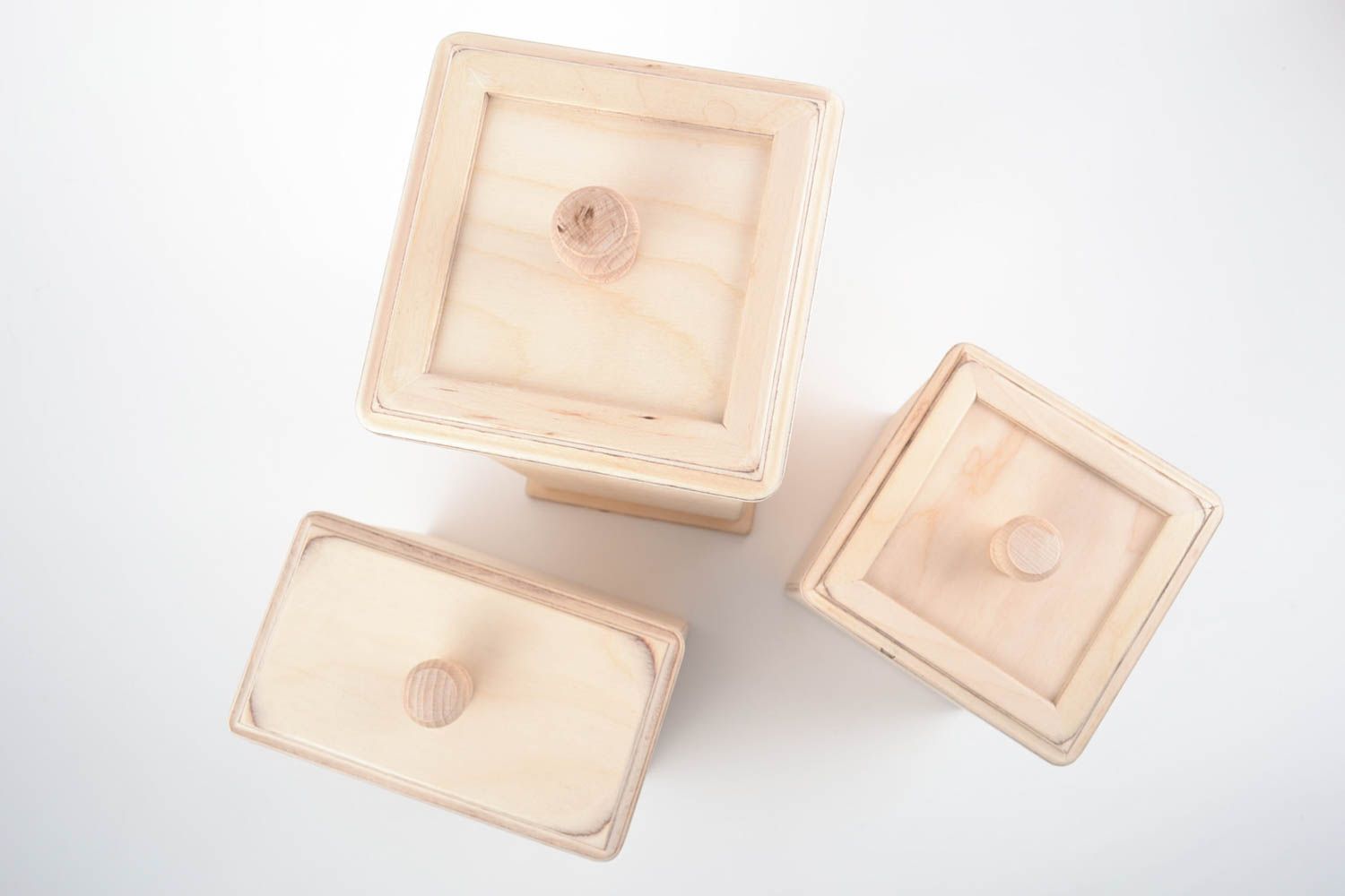 Boîtes en bois 3 pièces de cuisine faites main pour peinture ou serviettage photo 2