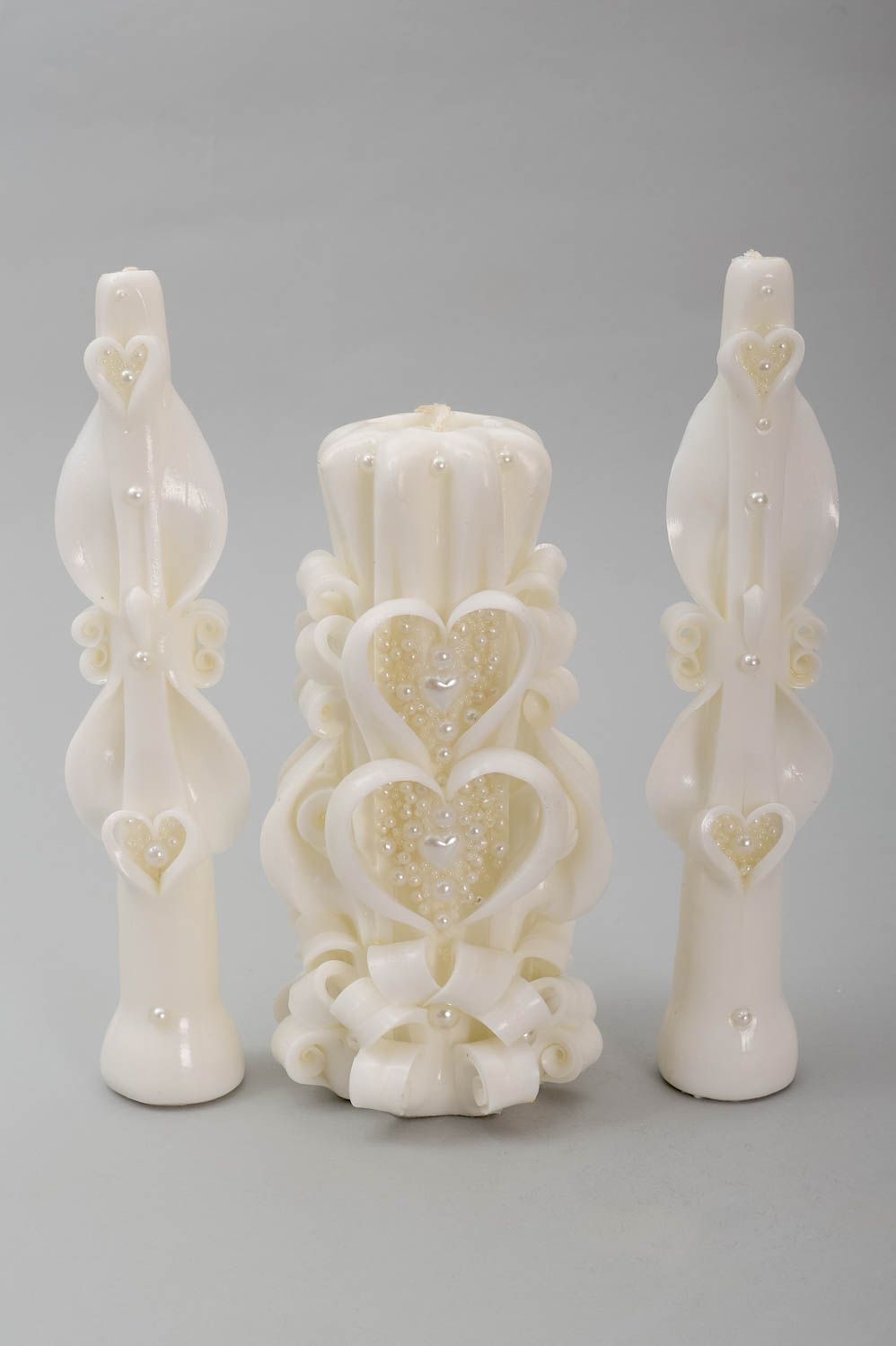 Резные свечи ручной работы венчальные свечи аксессуары для свадьбы белые фото 5