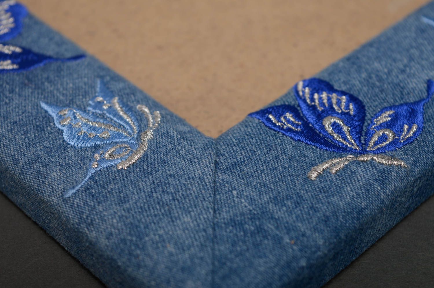 Cornice per foto di jeans fatta a mano portaritratti morbido cornice di legno foto 3