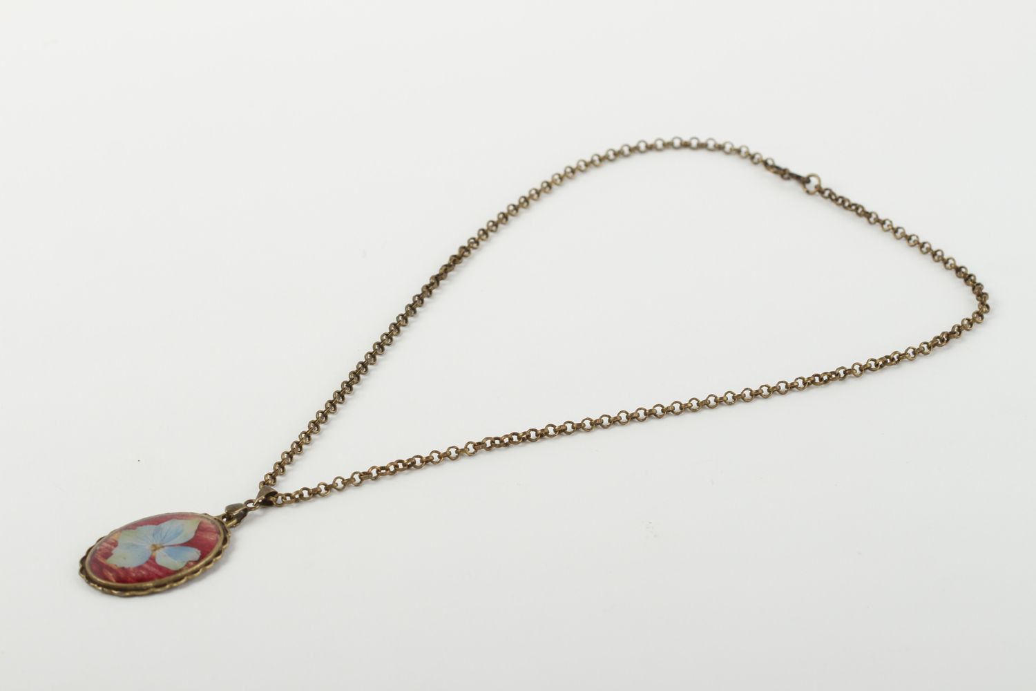 Epoxy resin pendant on long chain fashion bijouterie vintage pendant for women photo 3