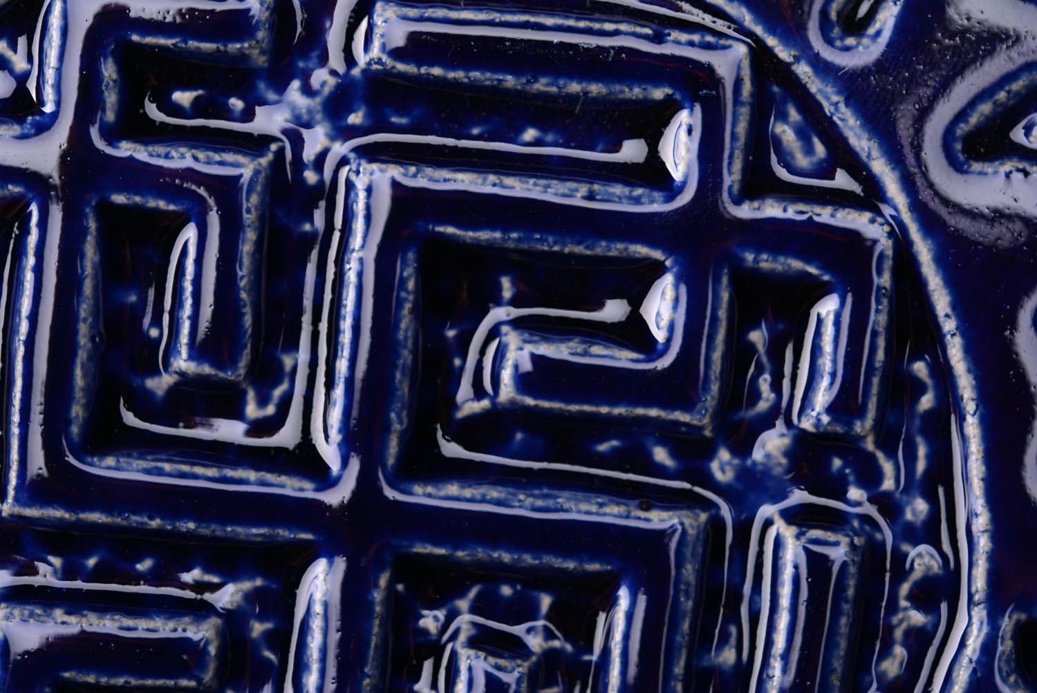 Prato talismã de interior de cerâmica coberto com esmalte azul sem chumbo Rodimich foto 5