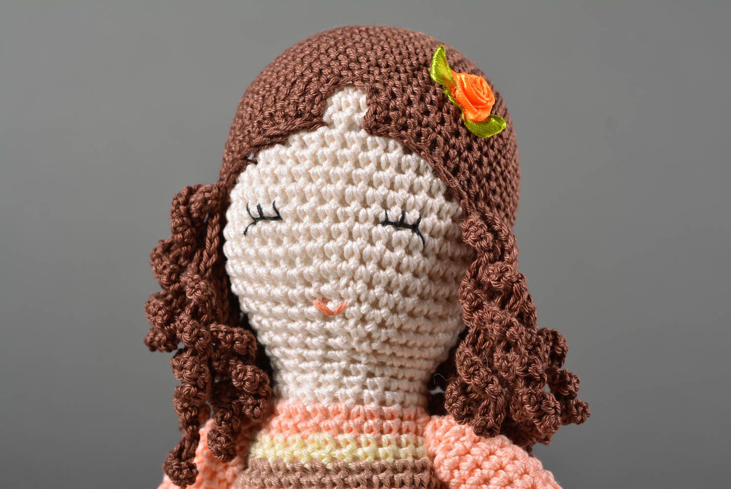 Grande poupée Jouet tricot fait main en coton au crochet Cadeau enfant photo 2