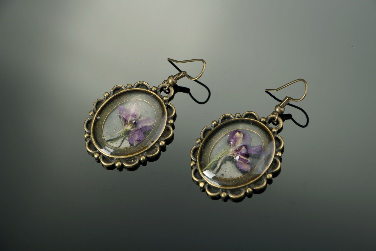 Earrings with delphiniums photo 1