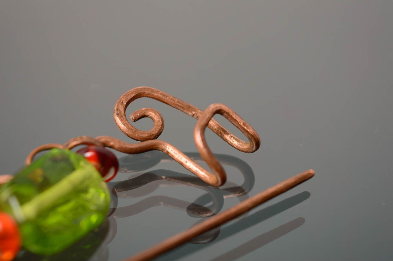 Interesting wire wrap copper brooch photo 5