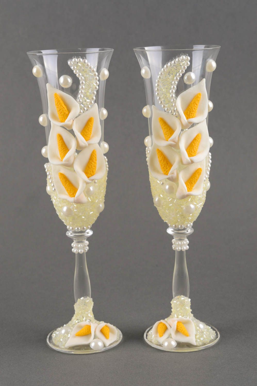 Бокалы для шампанского бокалы ручной работы оригинальные подарки на свадьбу фото 2