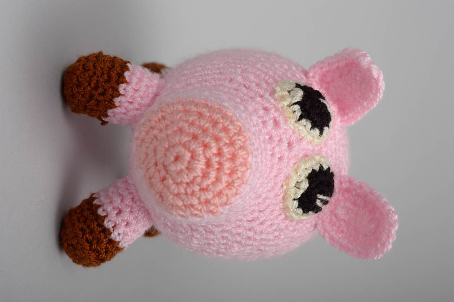 Jouet cochon Peluche faite main tricotée rose au crochet Cadeau enfant photo 2