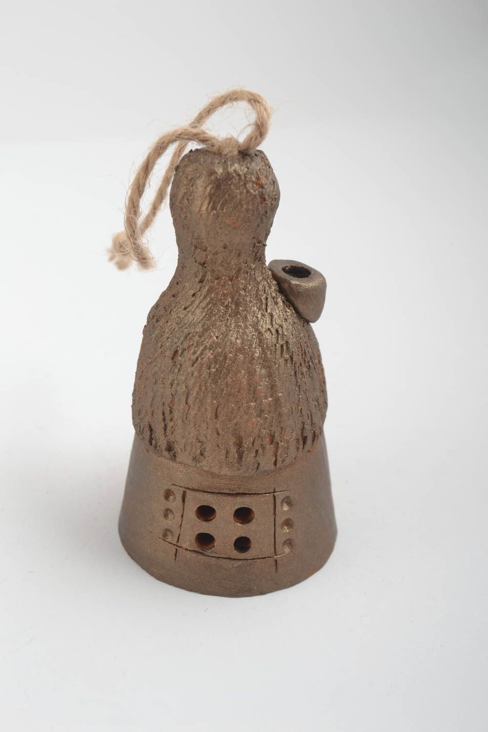 Керамический колокольчик ручной работы сувенир из глины декоративная фигурка фото 2
