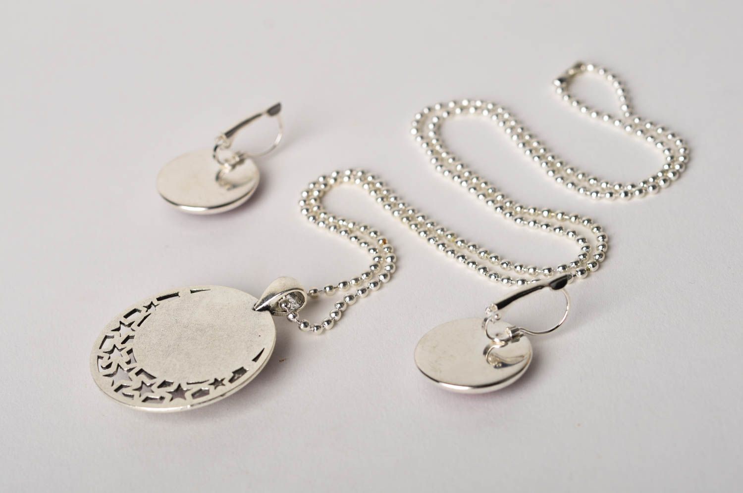 Handmade pendant and earrings unusual set of jewelry metal accessories photo 4