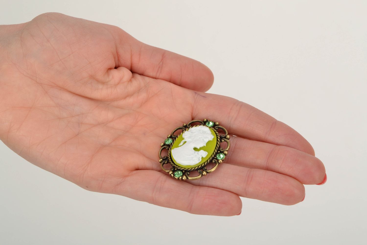 Polymer clay cameo brooch Spring photo 2