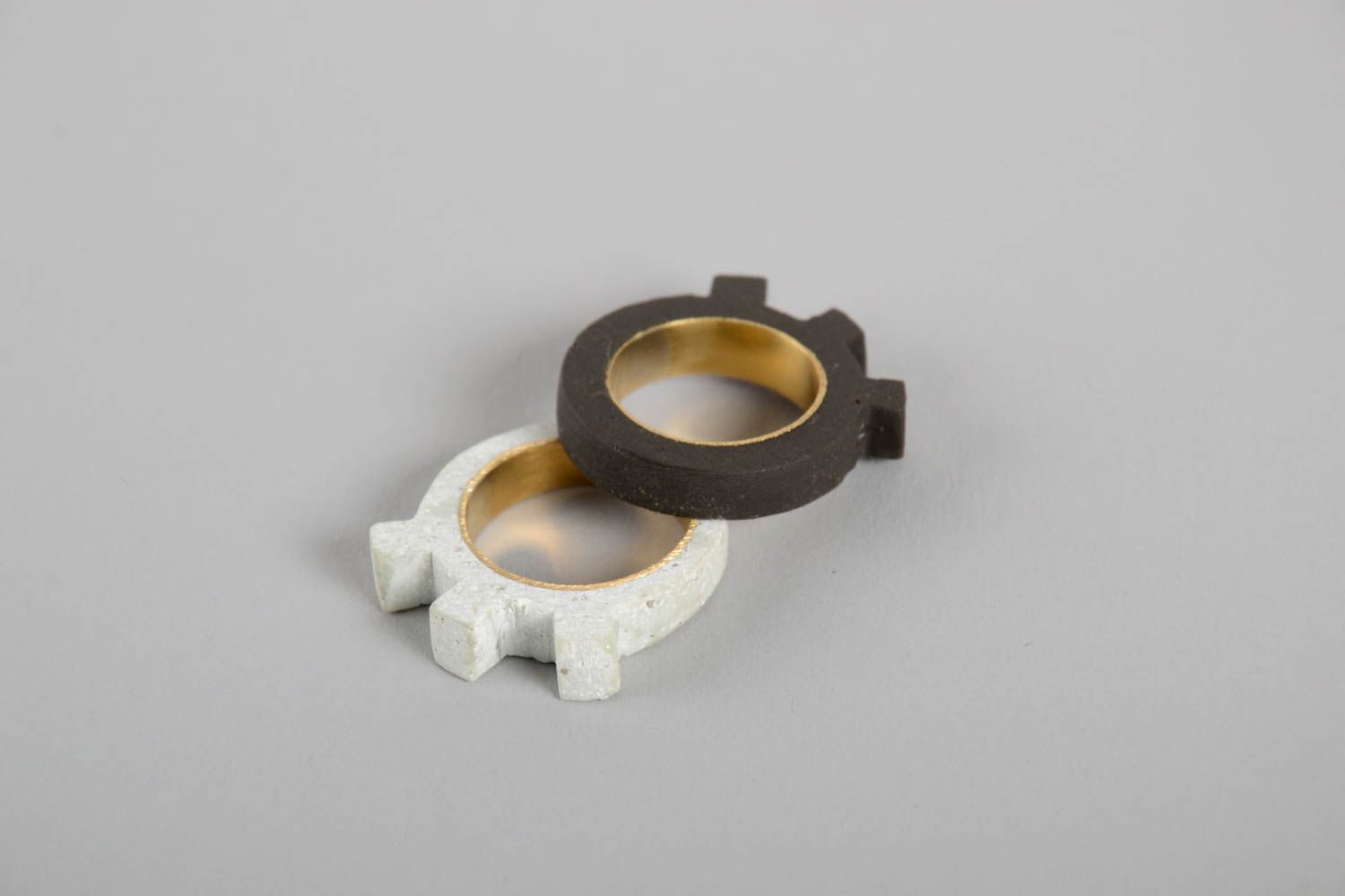 Два кольца ручной работы модные кольца черное и белое необычные кольца фото 4