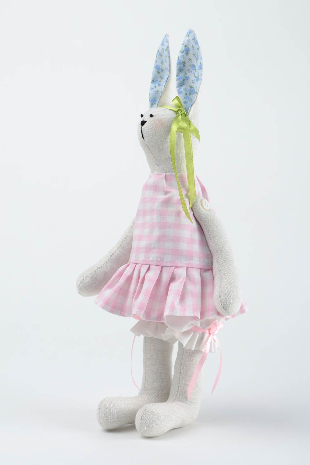 Игрушка заяц в розовом платье ручной работы авторская игрушка стильный подарок фото 4