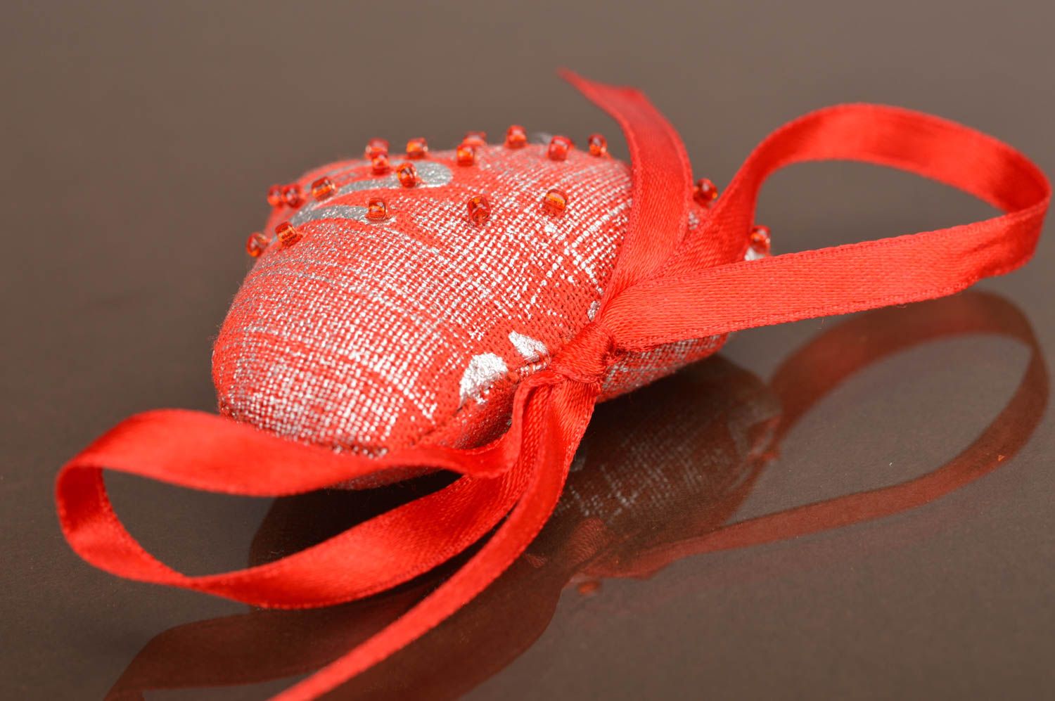 Suspension décorative cœur molle faite main rouge en coton naturel romantique photo 5