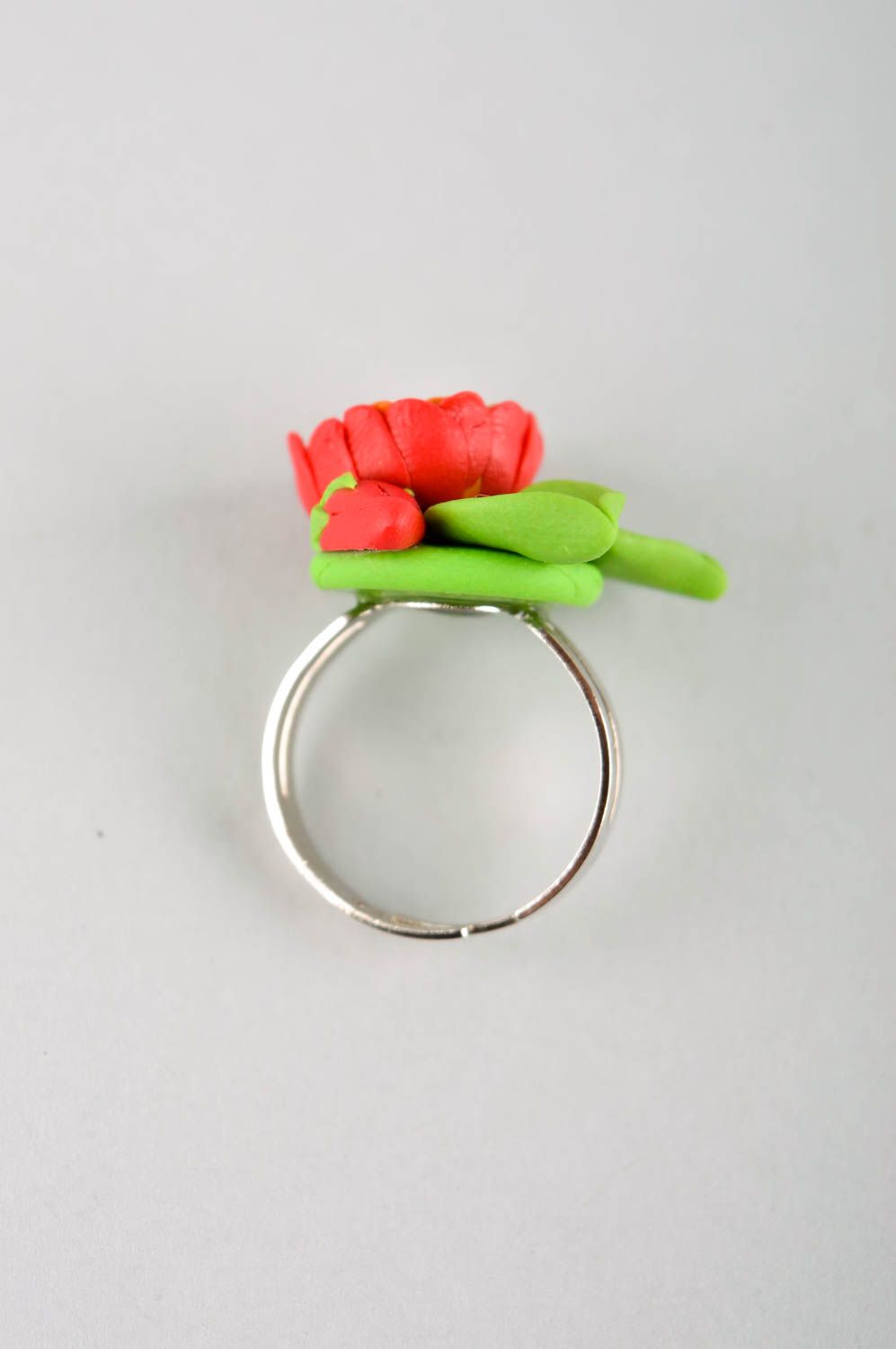 Handmade cute flower ring designer polymer clay ring stylish beautiful ring photo 5