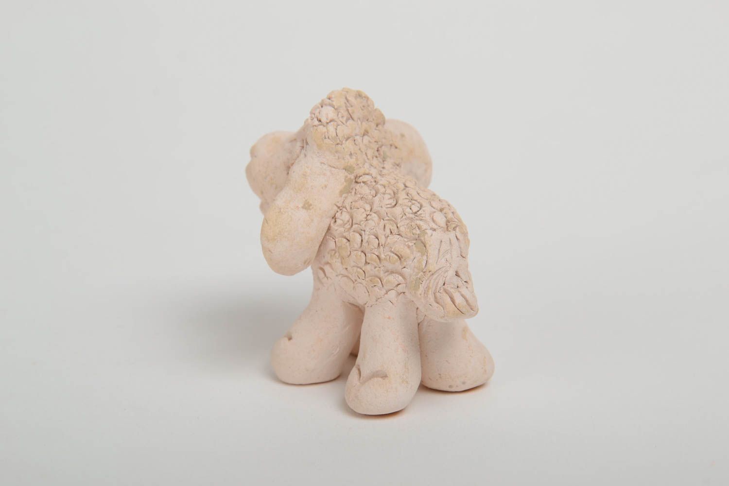 Beautiful funny handmade clay statuette of sheep small white photo 3