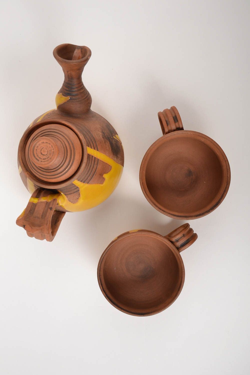 Красивый чайный сервиз ручной работы подарочный чайный набор глиняная посуда фото 2