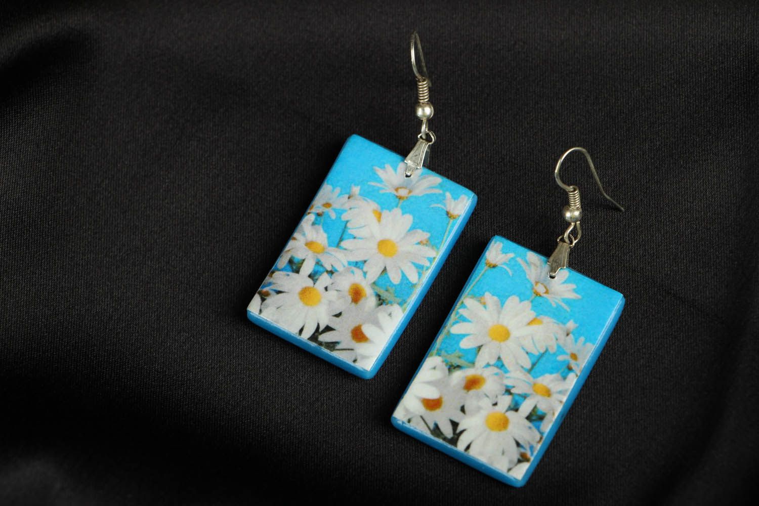 Earrings made ​​of polymer clay Daisies photo 1