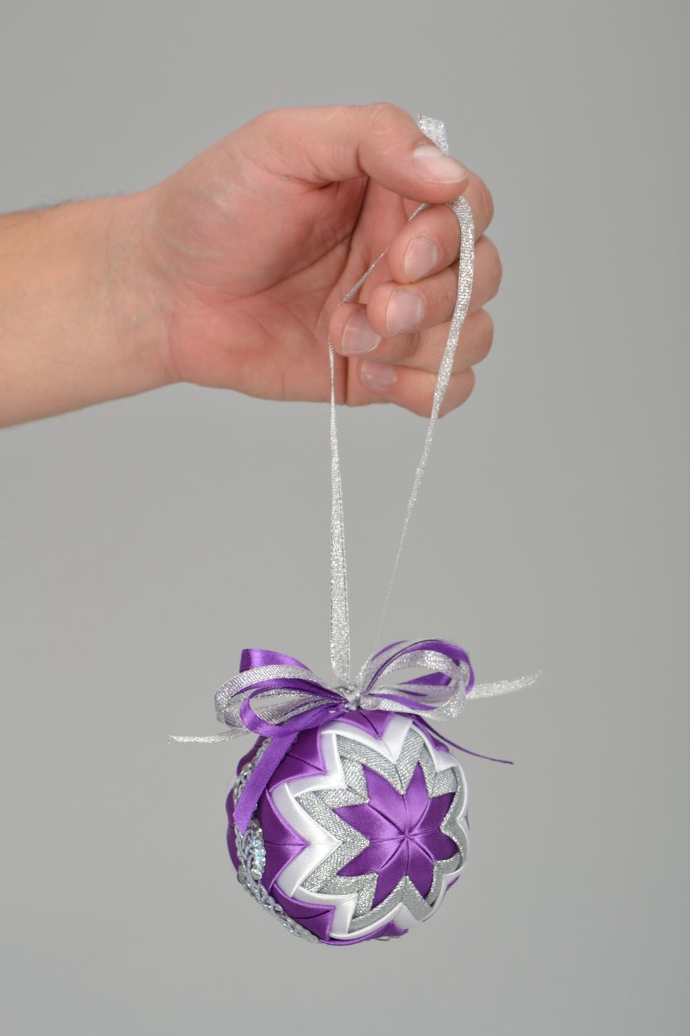 Christmas ball made of ribbons photo 2