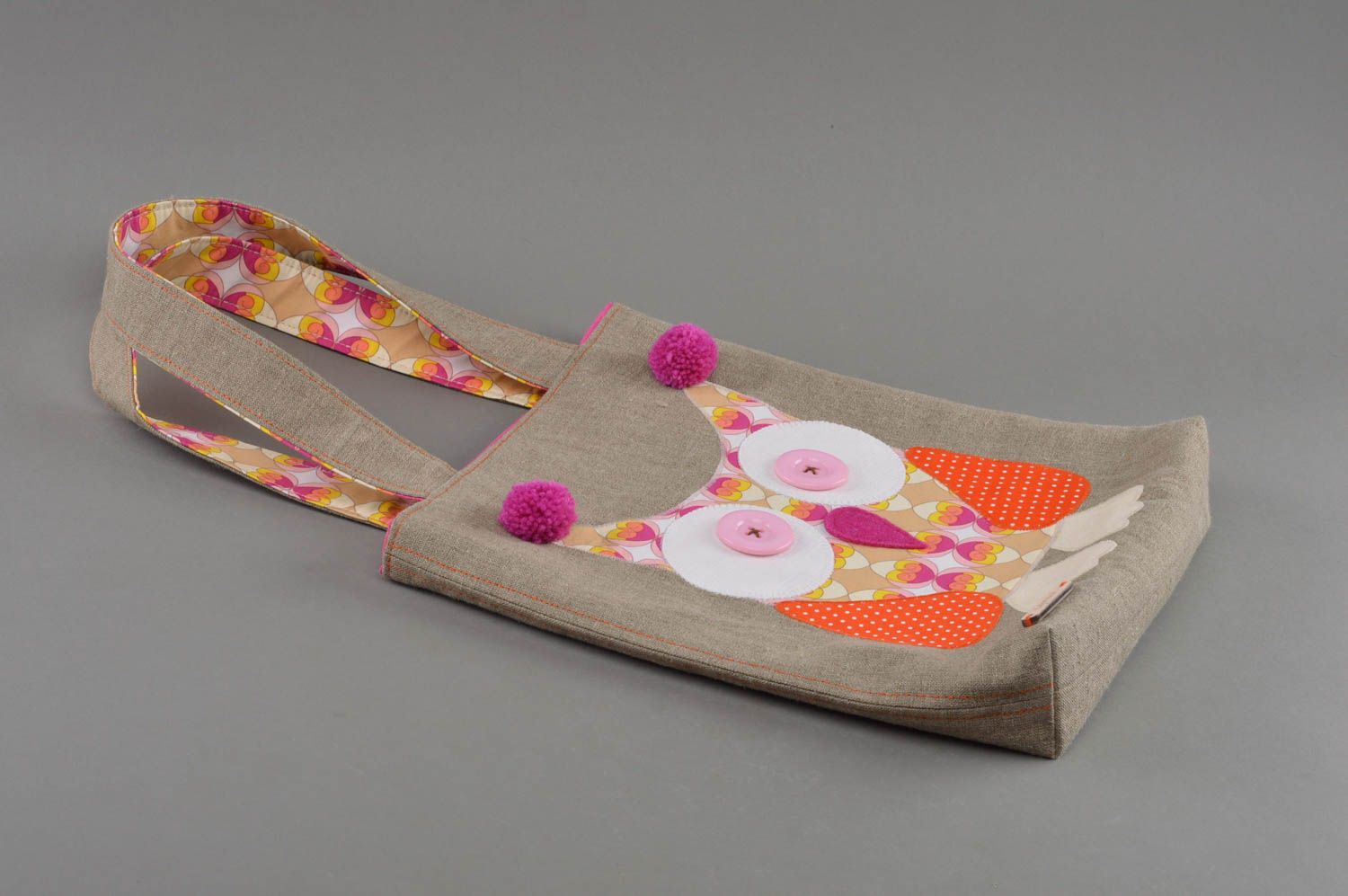 Öko Tasche aus Stoff originell handmade mit Eule schön künstlerisch für Kind foto 1