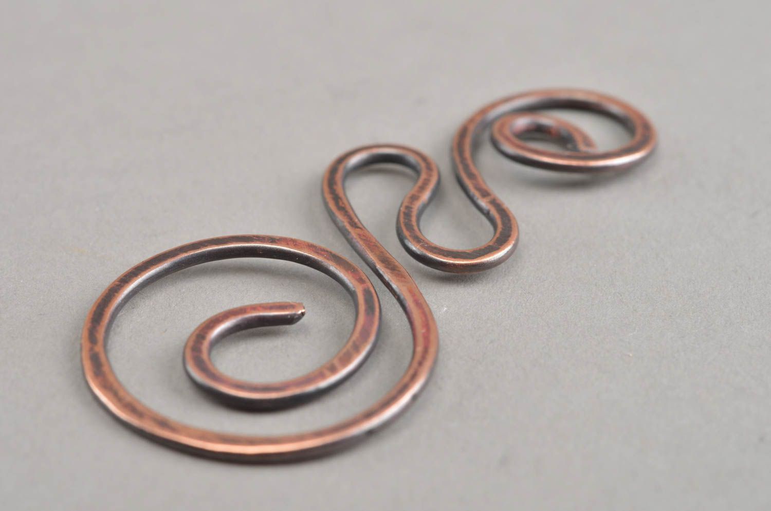 Handmade forged metal pendant designer copper accessory massive jewelry photo 3