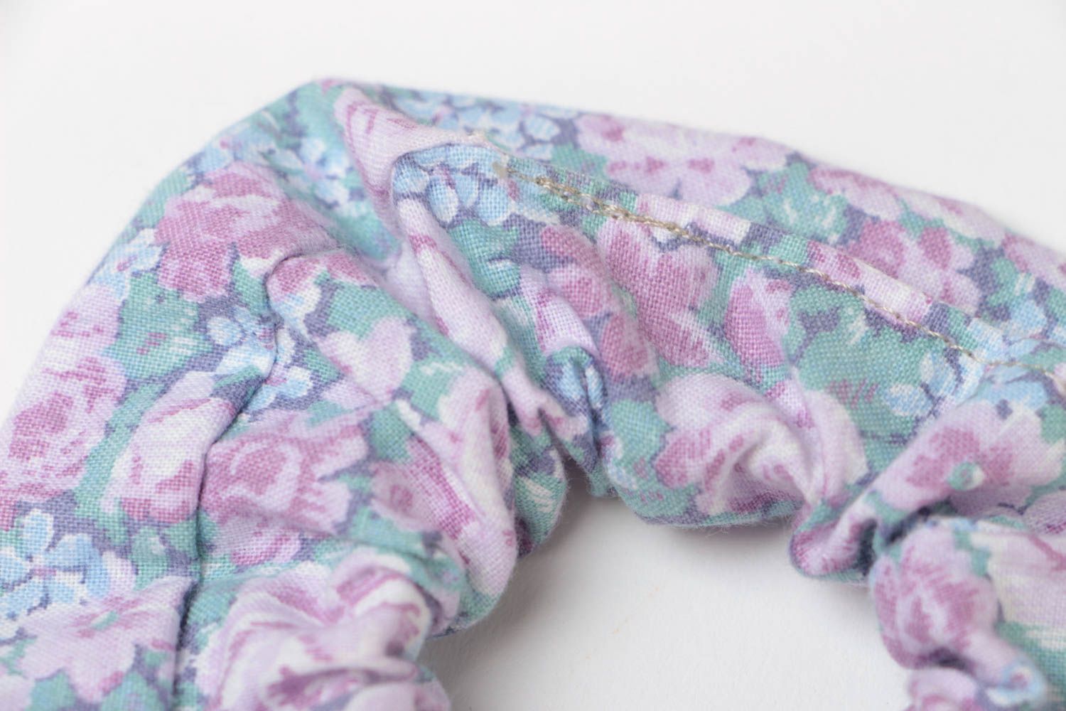 Élastique à cheveux lilas à motif floral fait main accessoire en coton photo 4