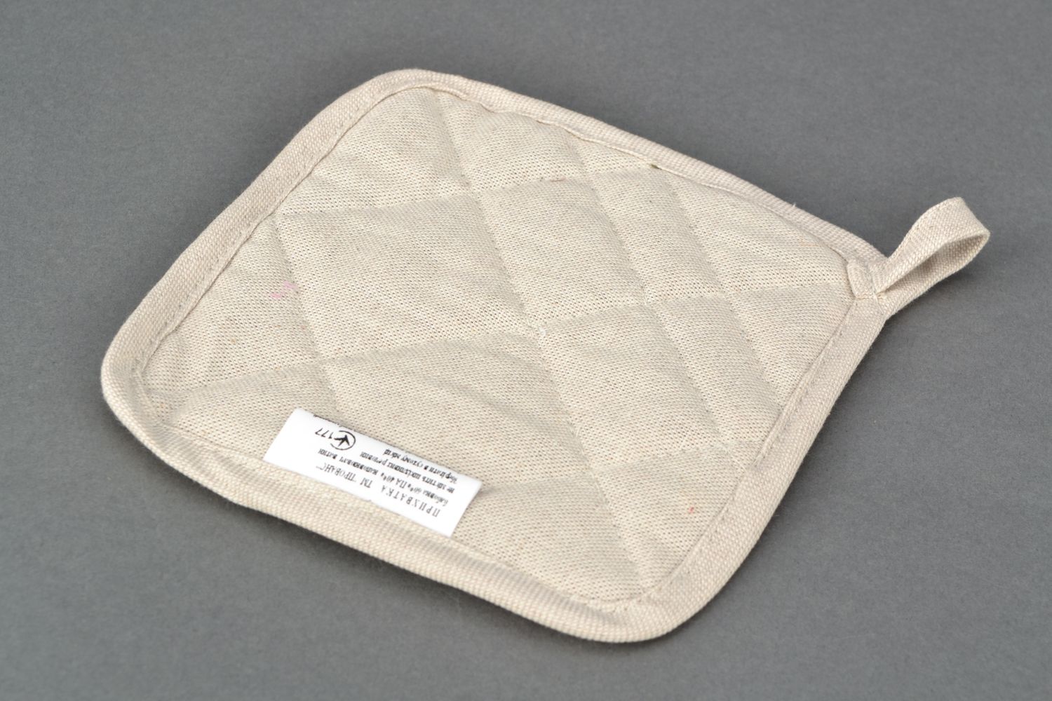 Manique carrée blanche en coton et polyamide avec dentelle et noeud faite main photo 4