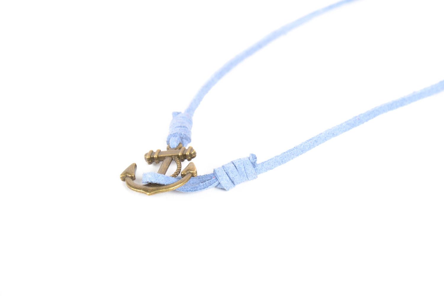 Bracelet daim bleu Bijou fait main ancre métallique style marin Accessoire femme photo 5